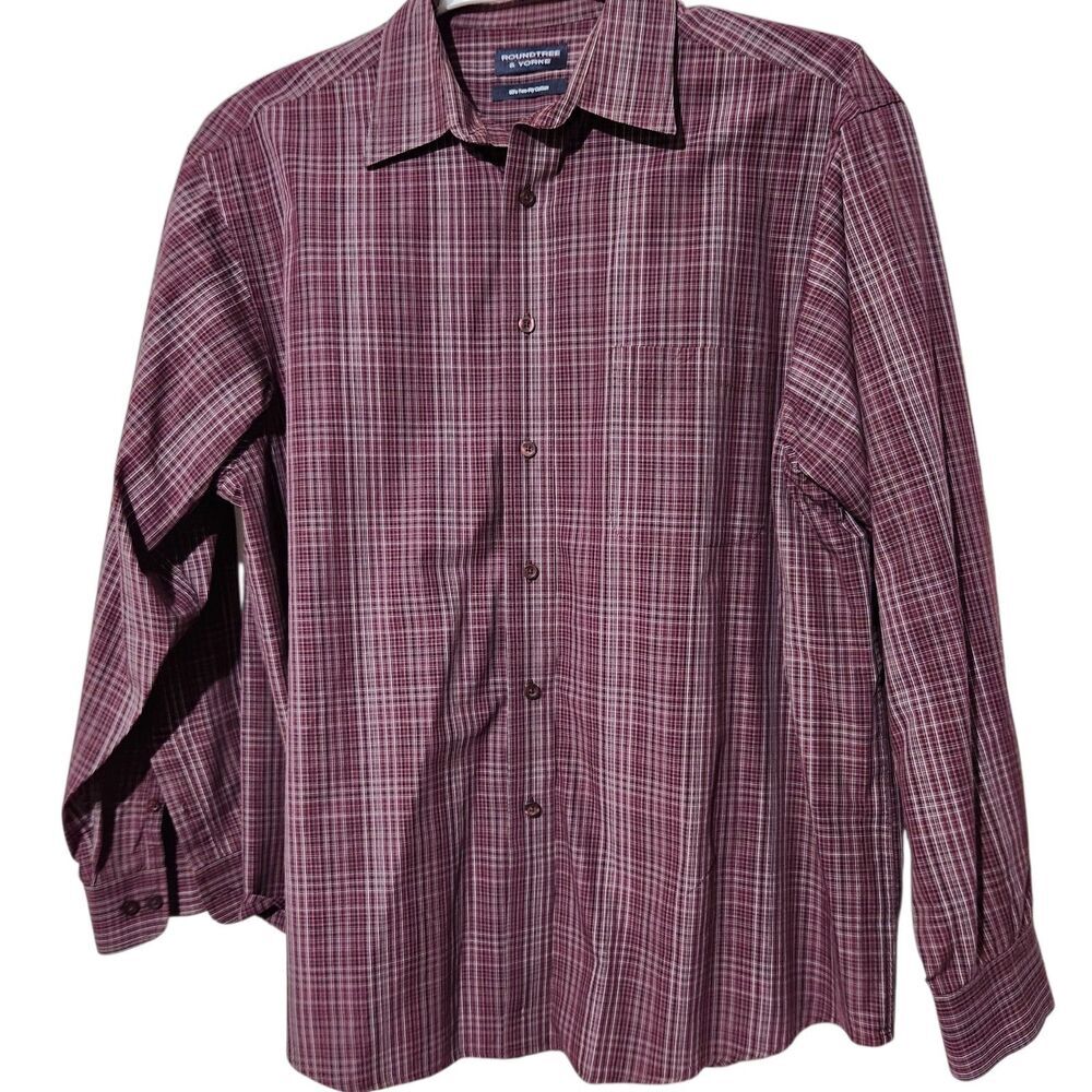 Roundtree and Yorke Shirt Size XL Plaid Longsleeve